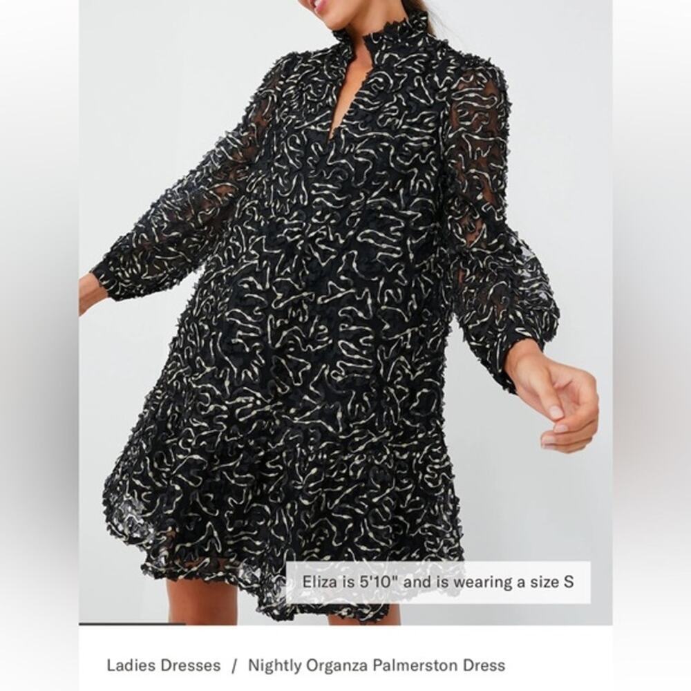 NWT Tuckernuck Nightly Organza Palmerston Dress large black gold